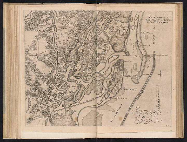 Mapa de Recife e Maurícia (Mauritsstad) no período holandês
