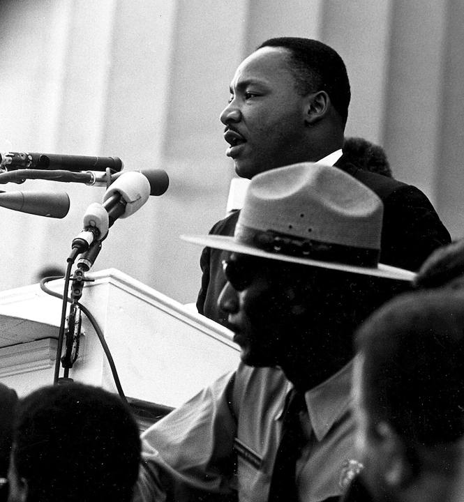 Martin Luther King Jr. na Marcha sobre Washington, em 28 de agosto de 1963