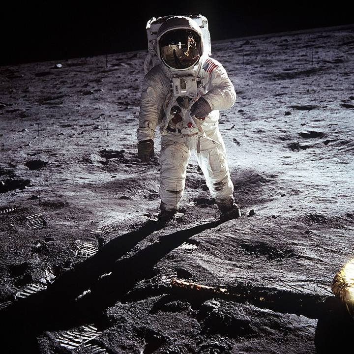O astronauta Buzz Aldrin na Lua, missão Apollo 11 (1969)
