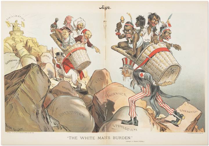 'O fardo do homem branco', charge da revista Judge (1899)