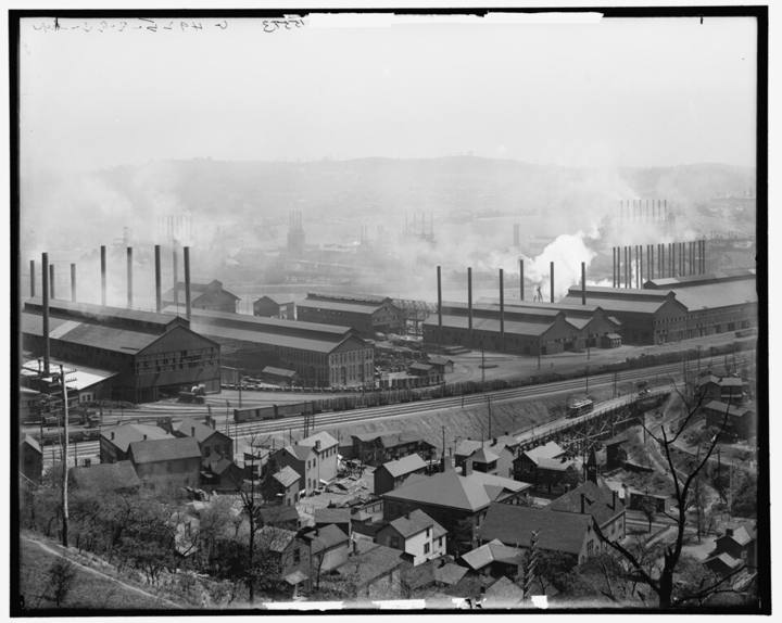 Usina siderúrgica de Homestead, na Pensilvânia, da Carnegie Steel (c. 1900)