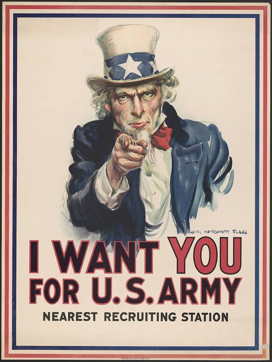 Cartaz norte-americano de recrutamento 'I want you for U.S. Army' (1917)